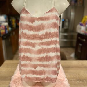 Moa Moa Dusty Pink Tie Dye Halter Tank Top Womens Size Small Keyhole Back